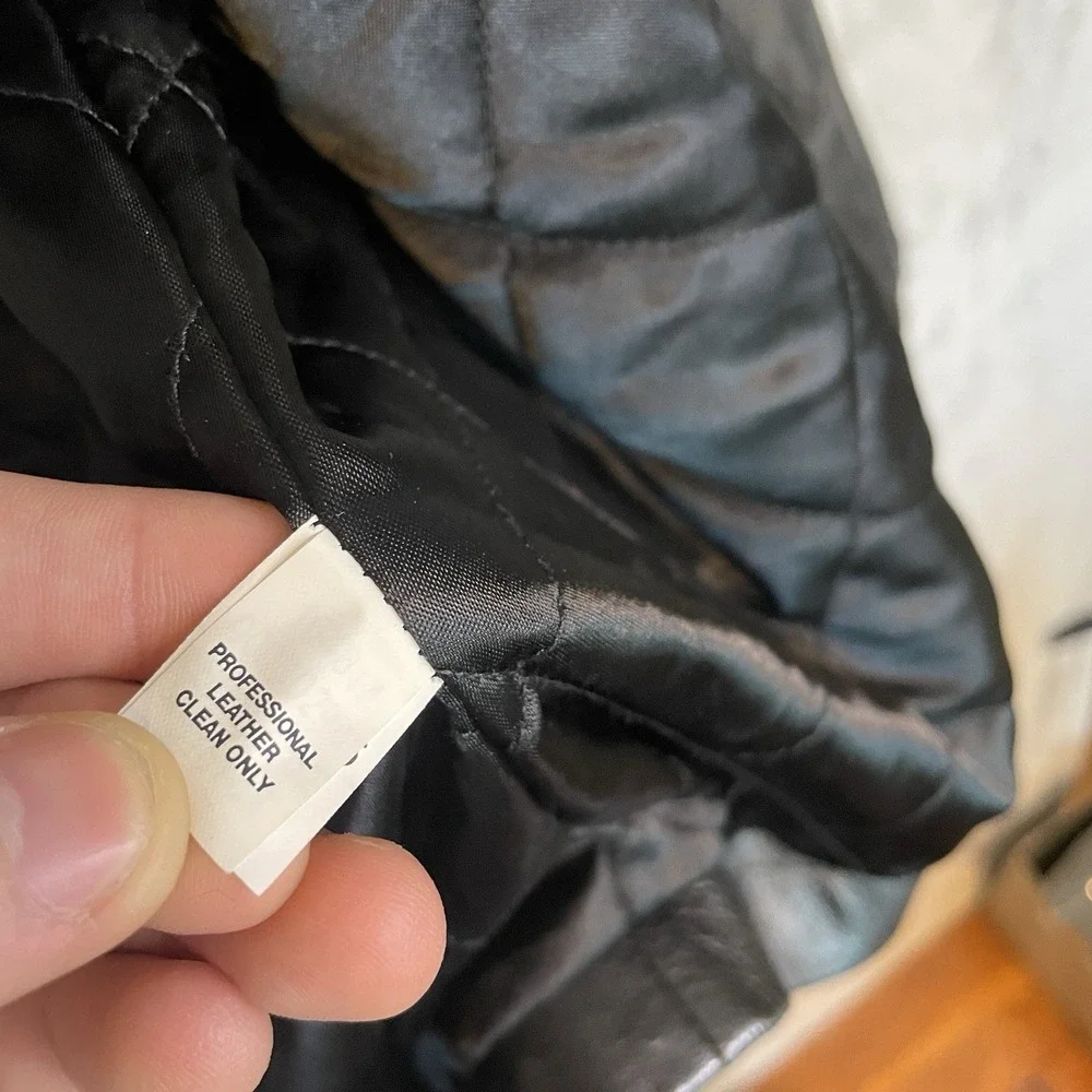Vtg GAP Leather Jacket Mens XL Quilted Moto Biker Bomber Y2K 2002 EXCELLENT*